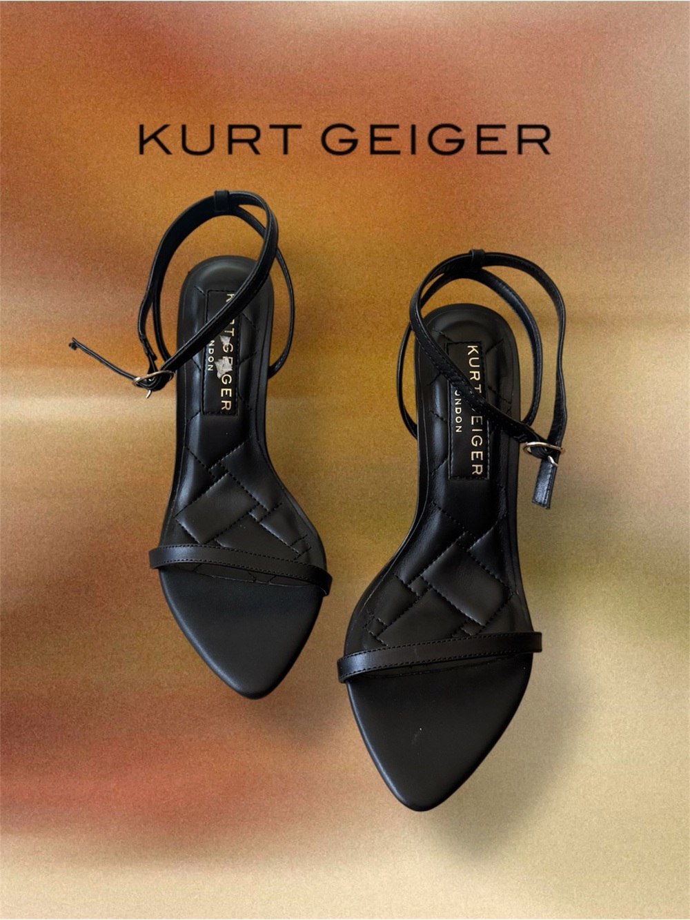Kurt Geiger London Brixton Black Leather Stiletto Sandals — Size 38
